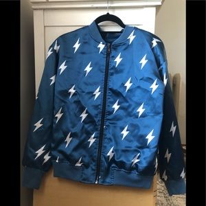 Blue & Star Print Bomber Jacket